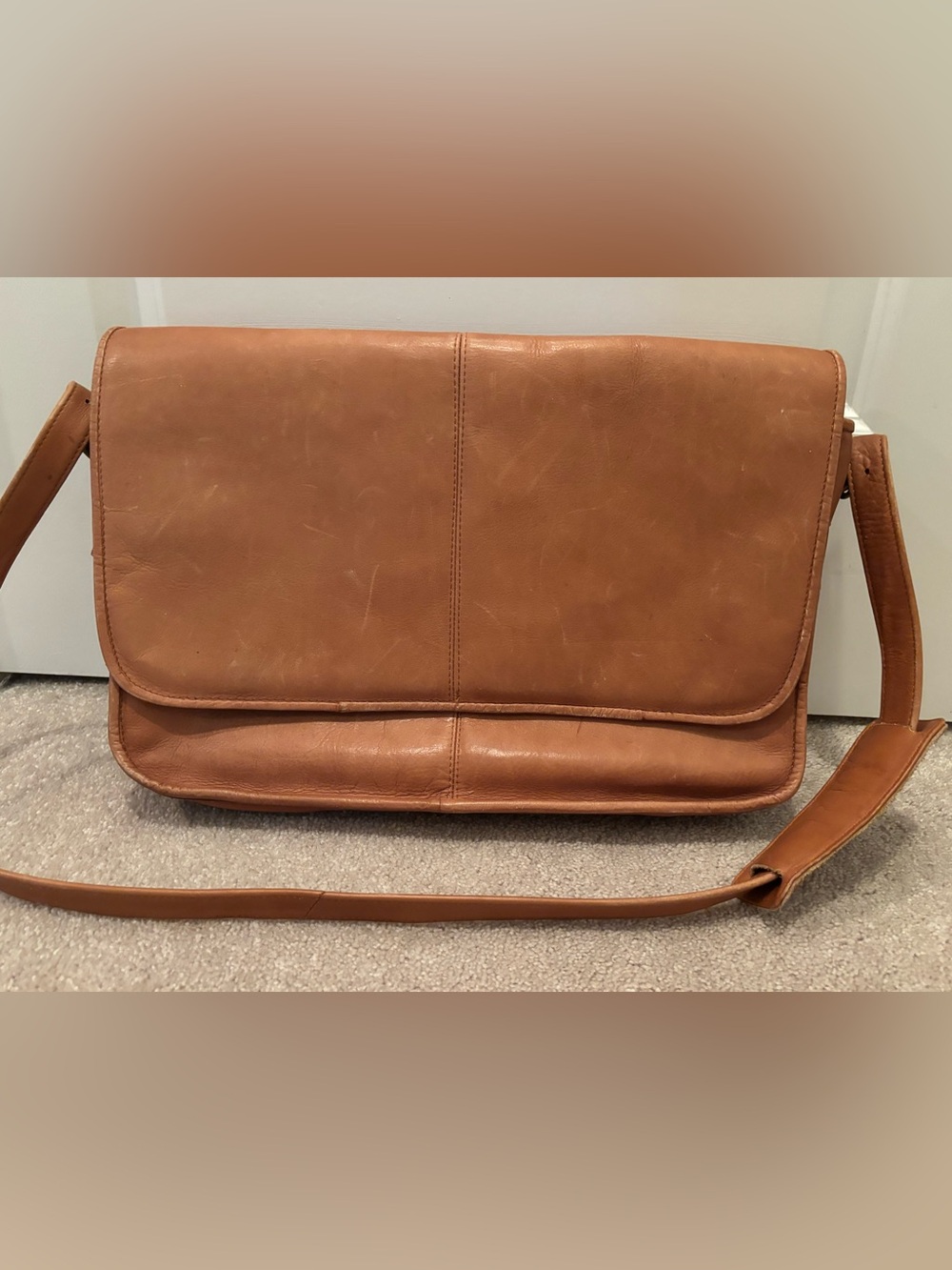 Wilsons Leather Men's Leather Messenger Bag Laptop Case Tan Briefcase Colombian